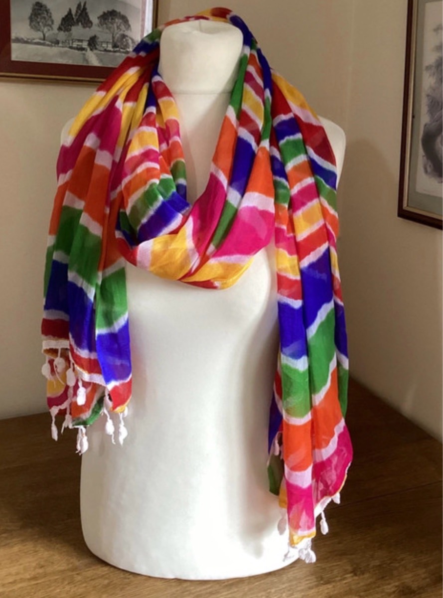 Large bright coloured scarf/ shaw