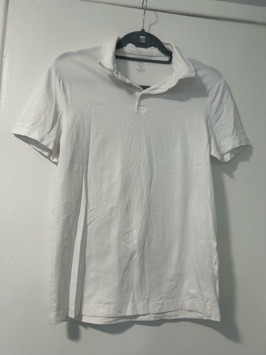 H and m size small white slim fit polo top men’s