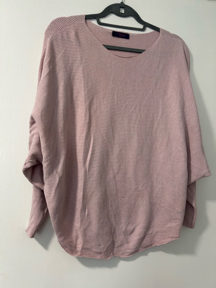 C valentyne light pink ribbed textured batwing jumper