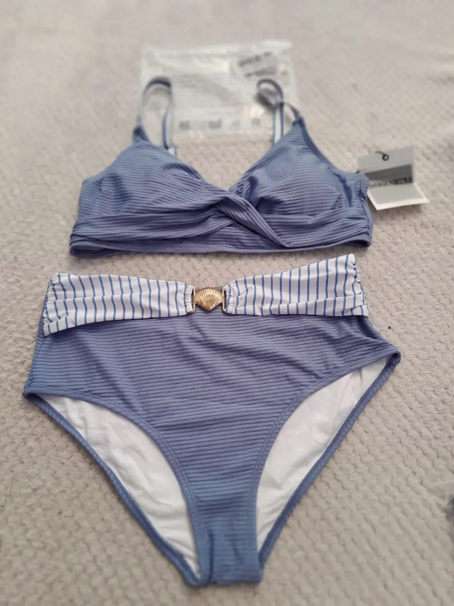 blue whit bikini