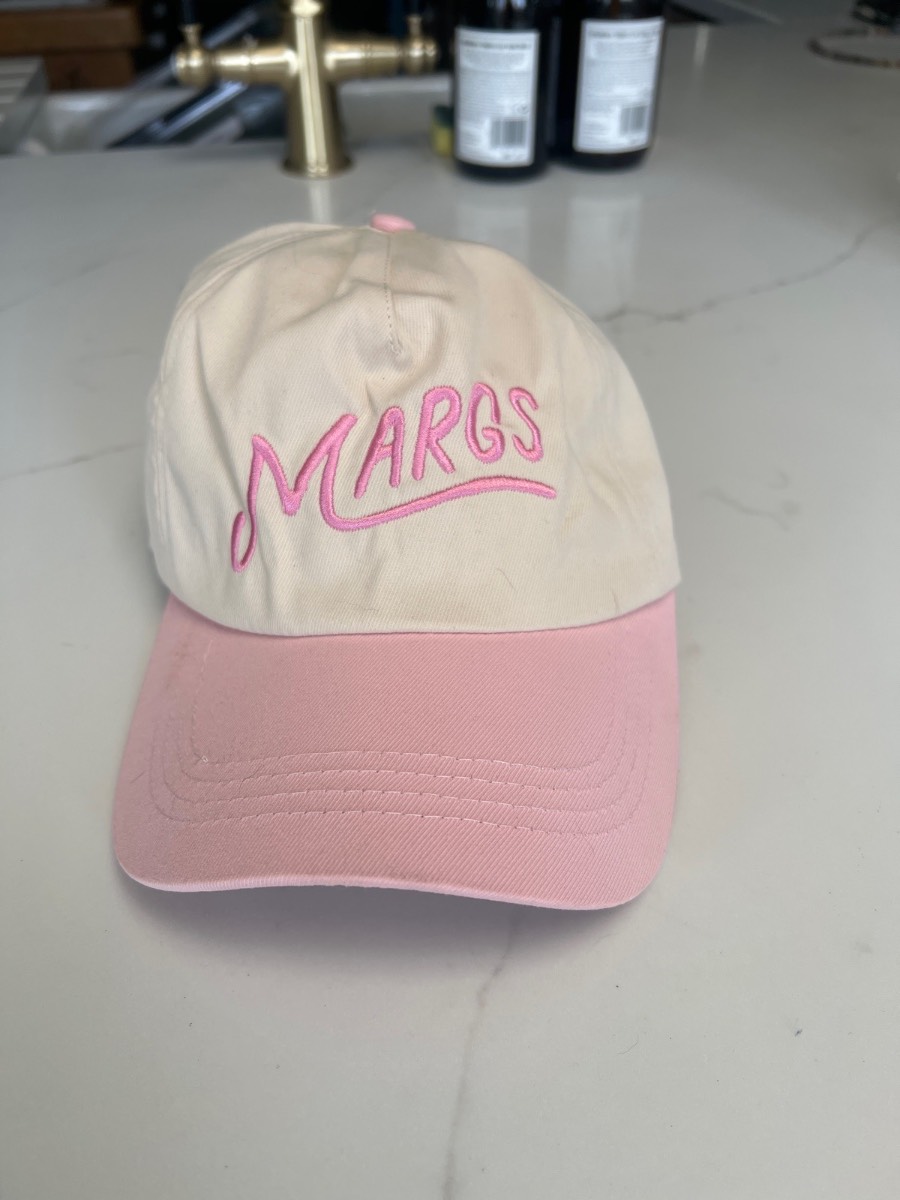 Pink and cream margs hat