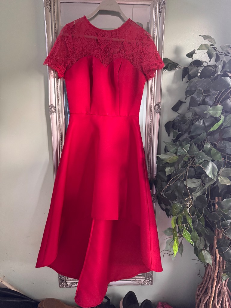 Chi chi London red oti dress high-low hem size 8