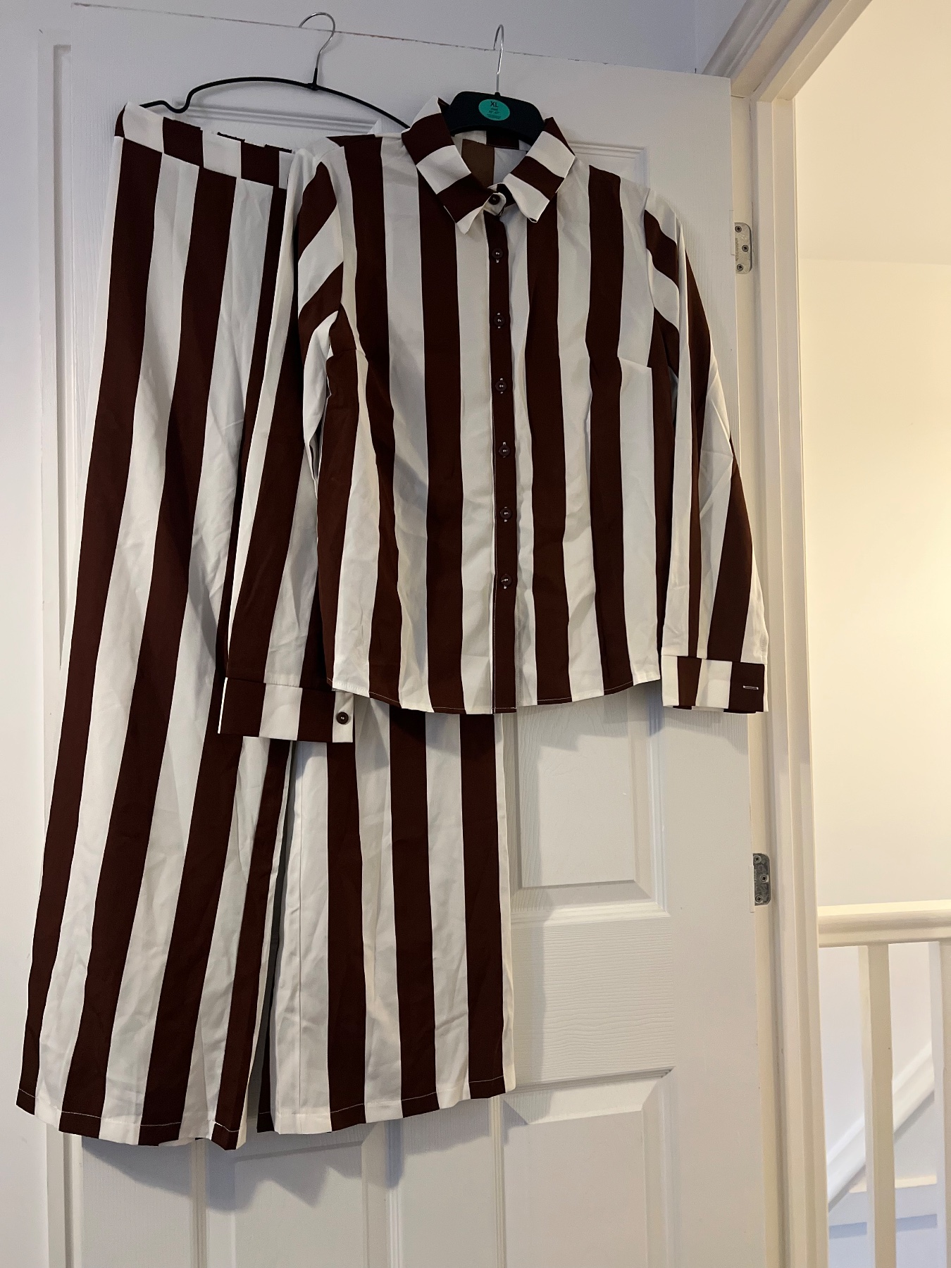 Ladies striped two pieces autumn coord set/ 2 pcs set, size 10/12