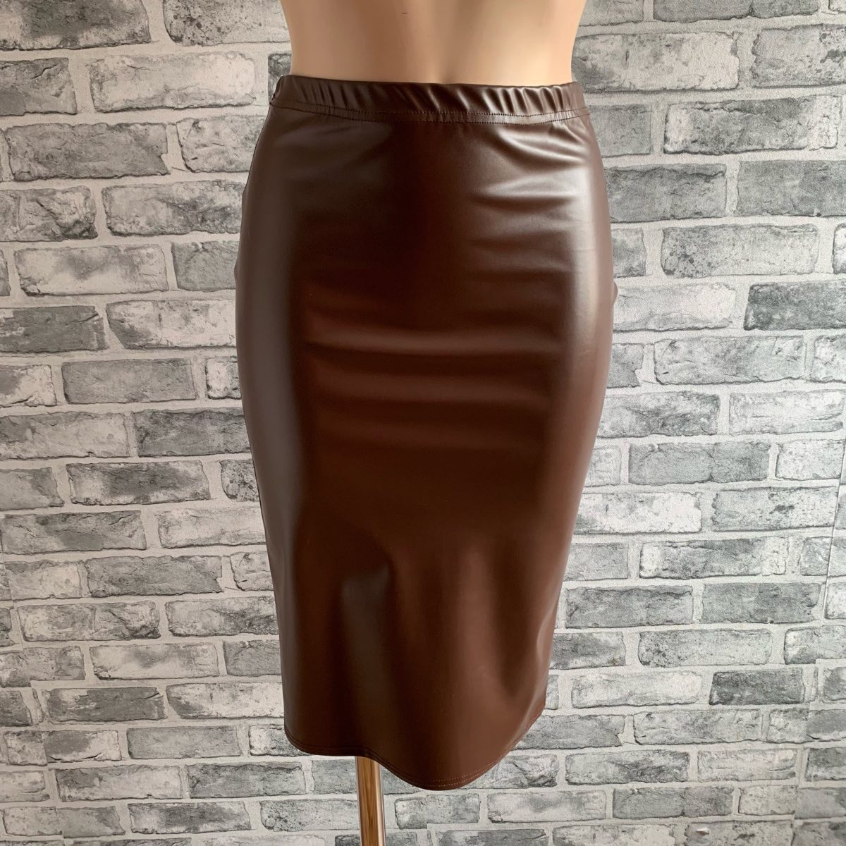 Brown Faux Leather Pencil Skirt Size 18