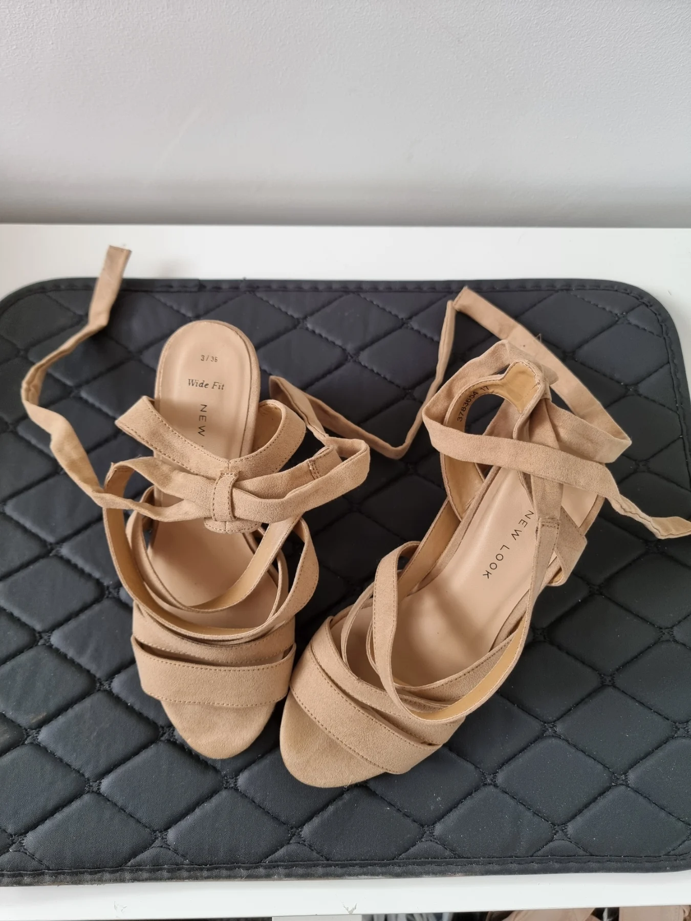 Tie up strappy heeled sandals