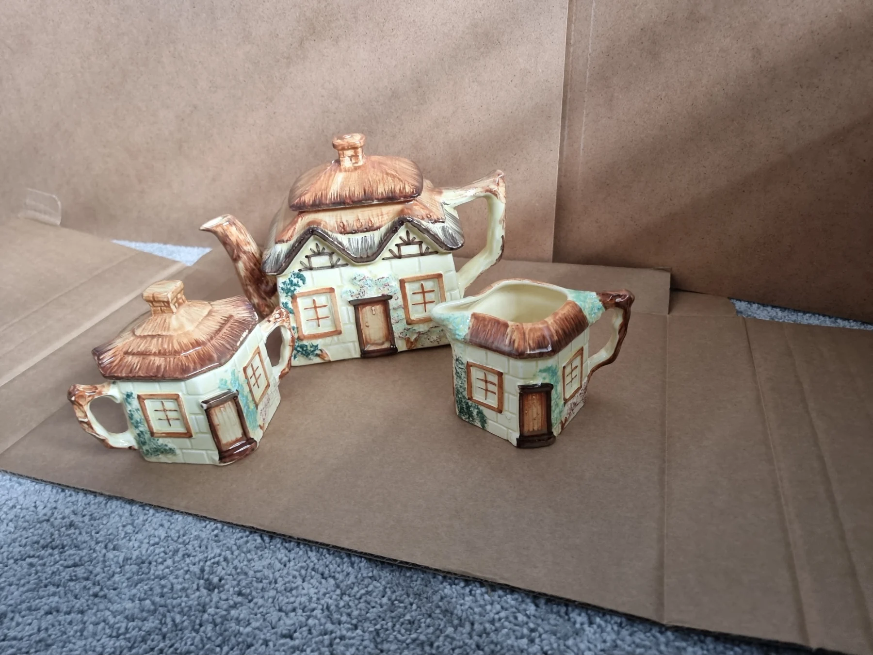 Vintage Keele St Pottery  (KSP) Cottage Ware 3 piece Tea Set