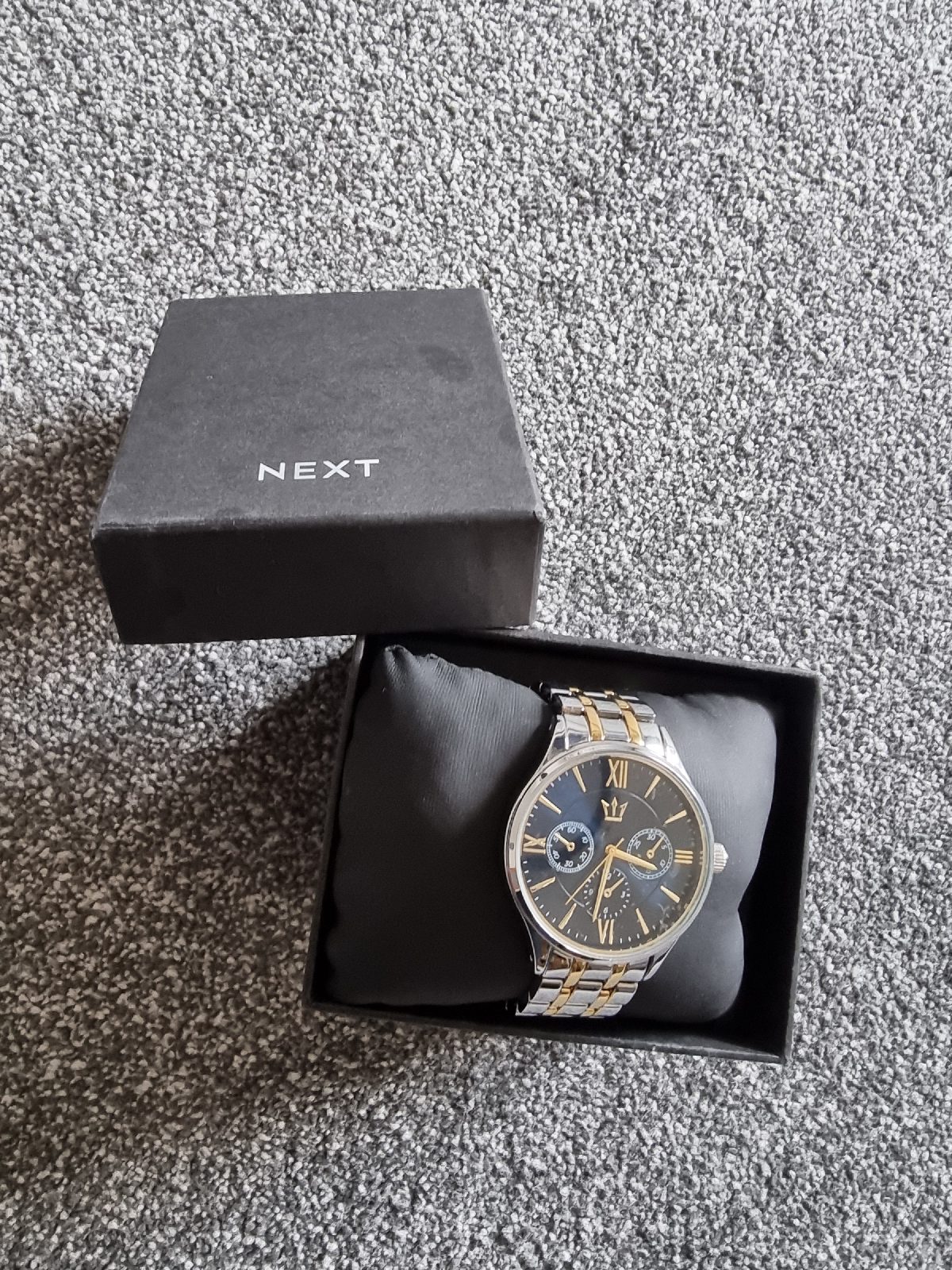 Men's Two-Tone Stainless Steel Chronograph Style Watch - Blue Dial