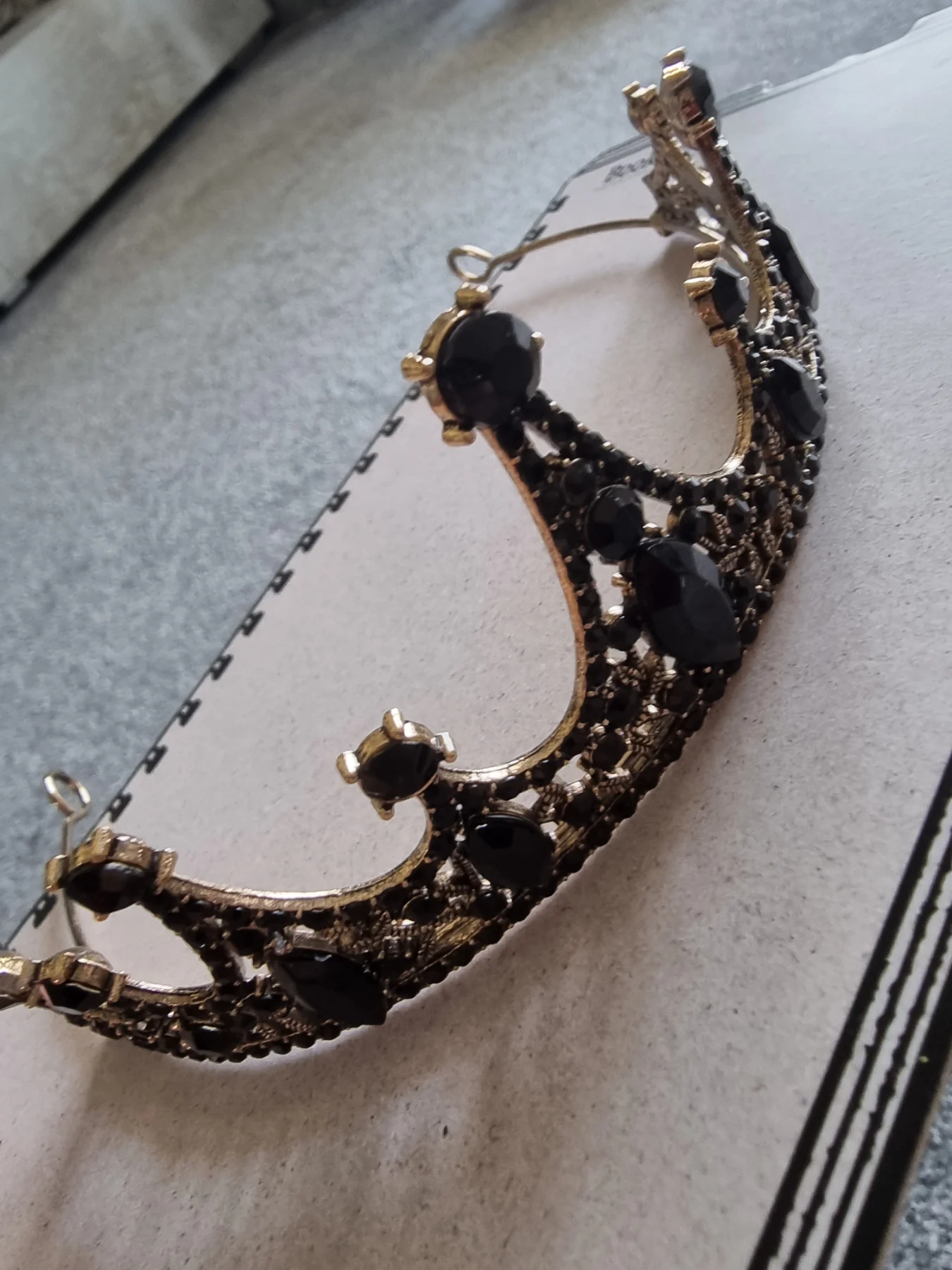 Black crystal crown tiara