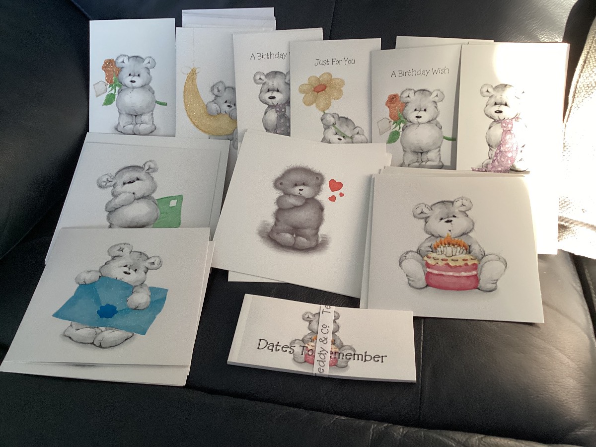 26 x Cute Teddy Bear Greetings Cards/Envelopes Plus Dates to Remember Notebook