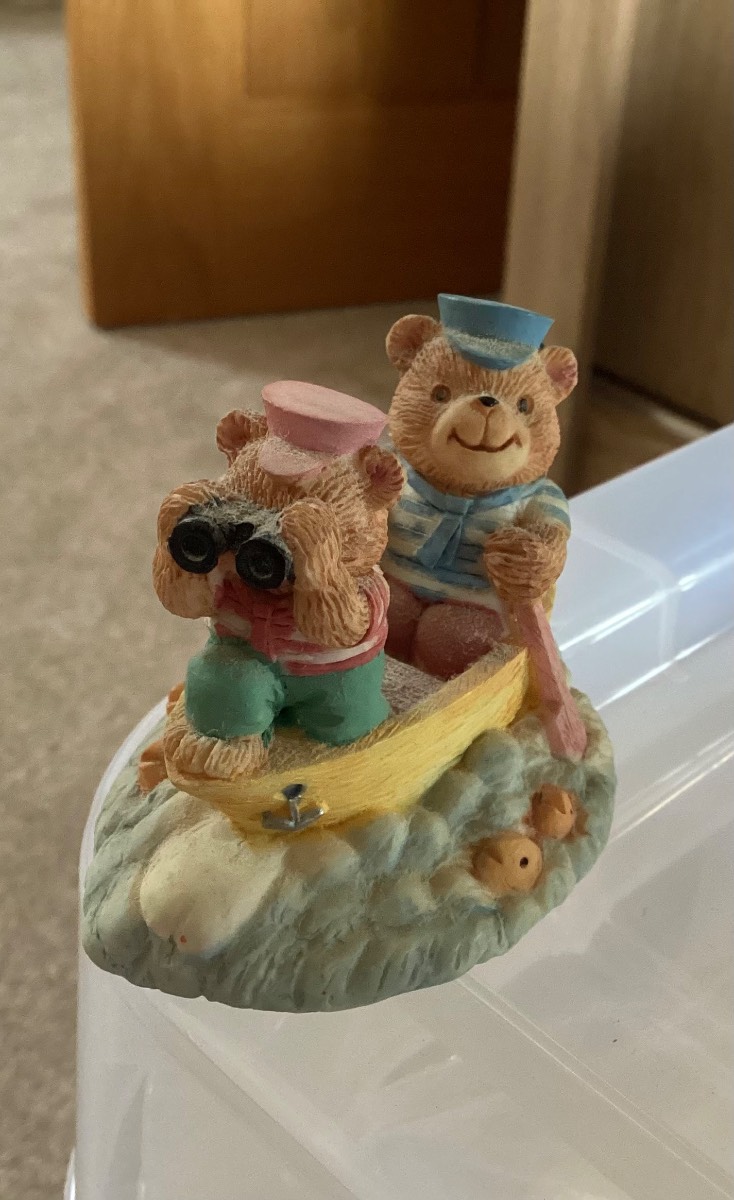 Small Cute Seaside Ornament featuring 2 Bears on a Boat