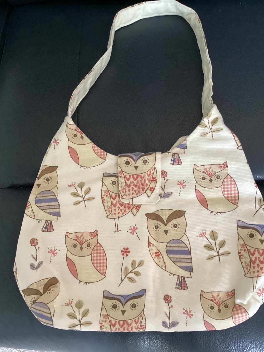 Really Cute Fabric Cream Owl Themed Phoebe Bag/Handbag/Shoulder Bag
