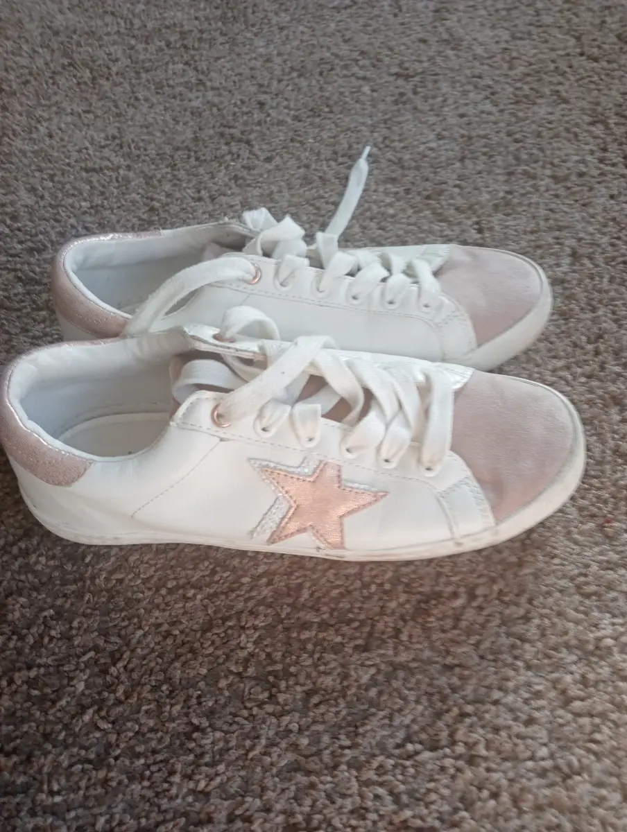 White and rose gold trainers