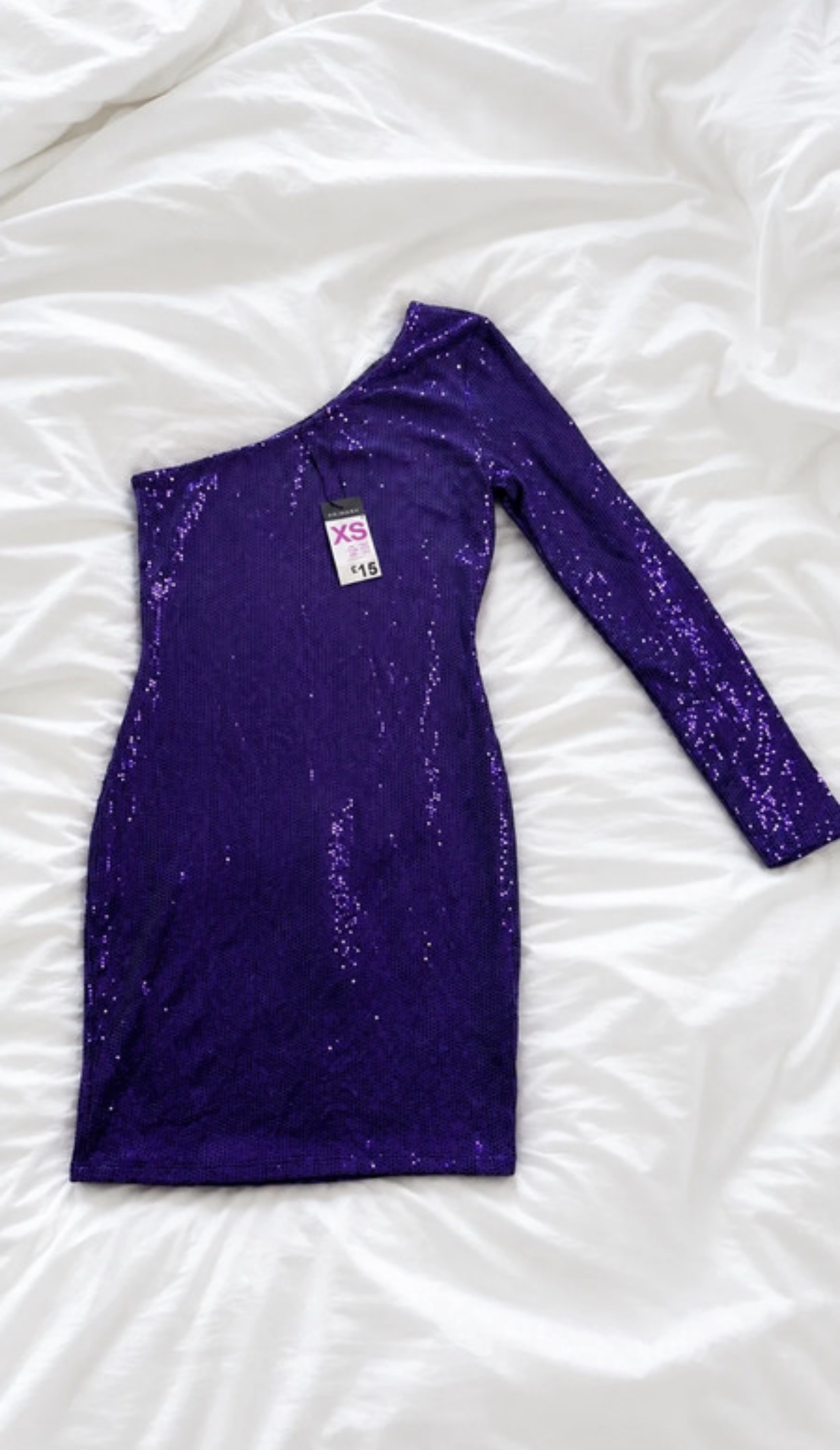 Primark Purple Sequin one-shoulder Mini dress size xs