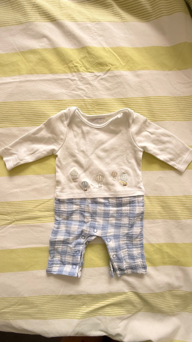 The Little White Company Newborn Organic Cotton Romper Hot Air Balloon NWOT