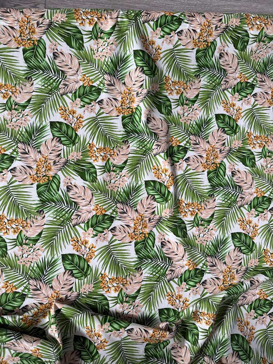 3 meters poly cotton leaf print fabric 44”