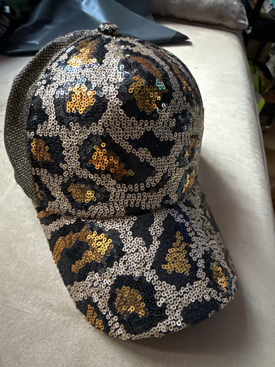 Leopard sequin cap hat unisex