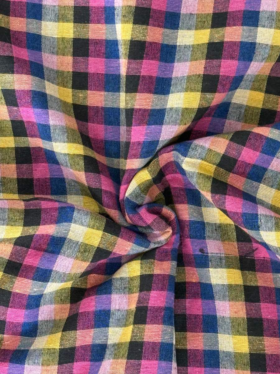 Multi pink  coloured cotton check fabric33”wide