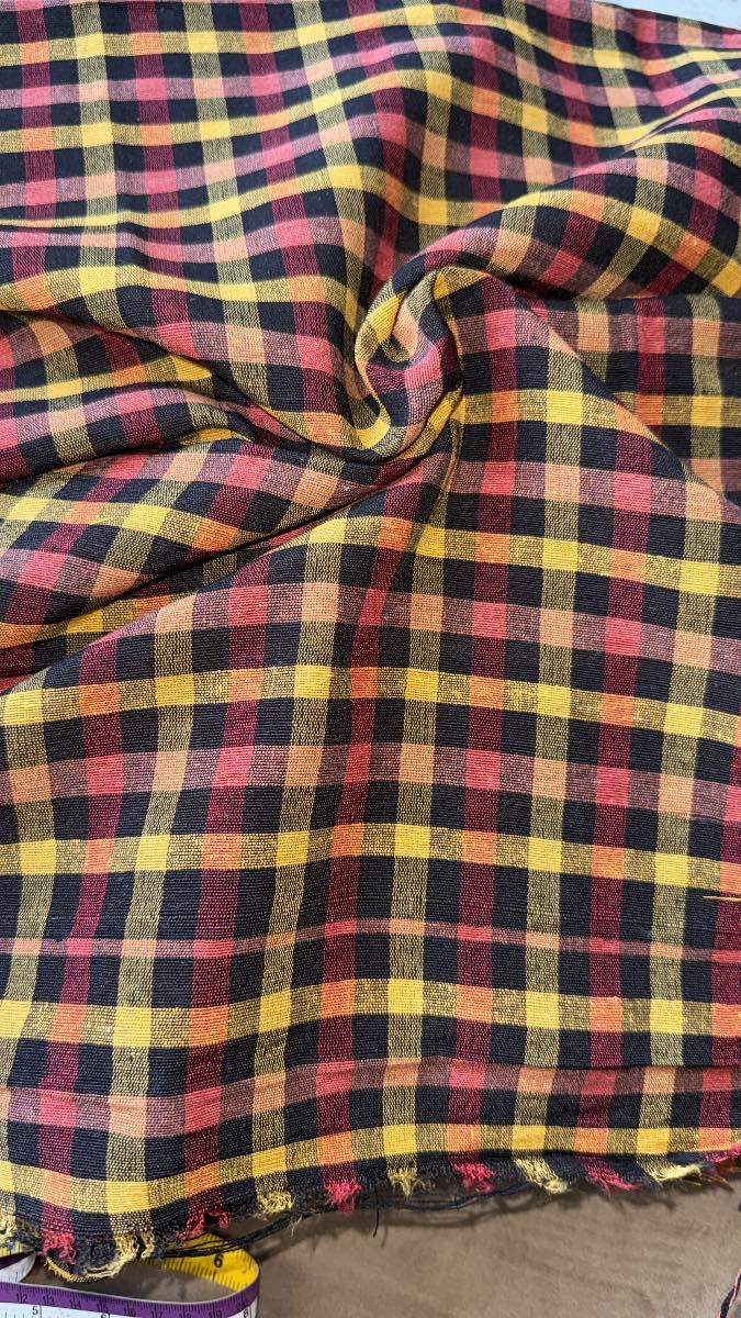 3 meter multi coloured gingham check cotton fabric 33” wide