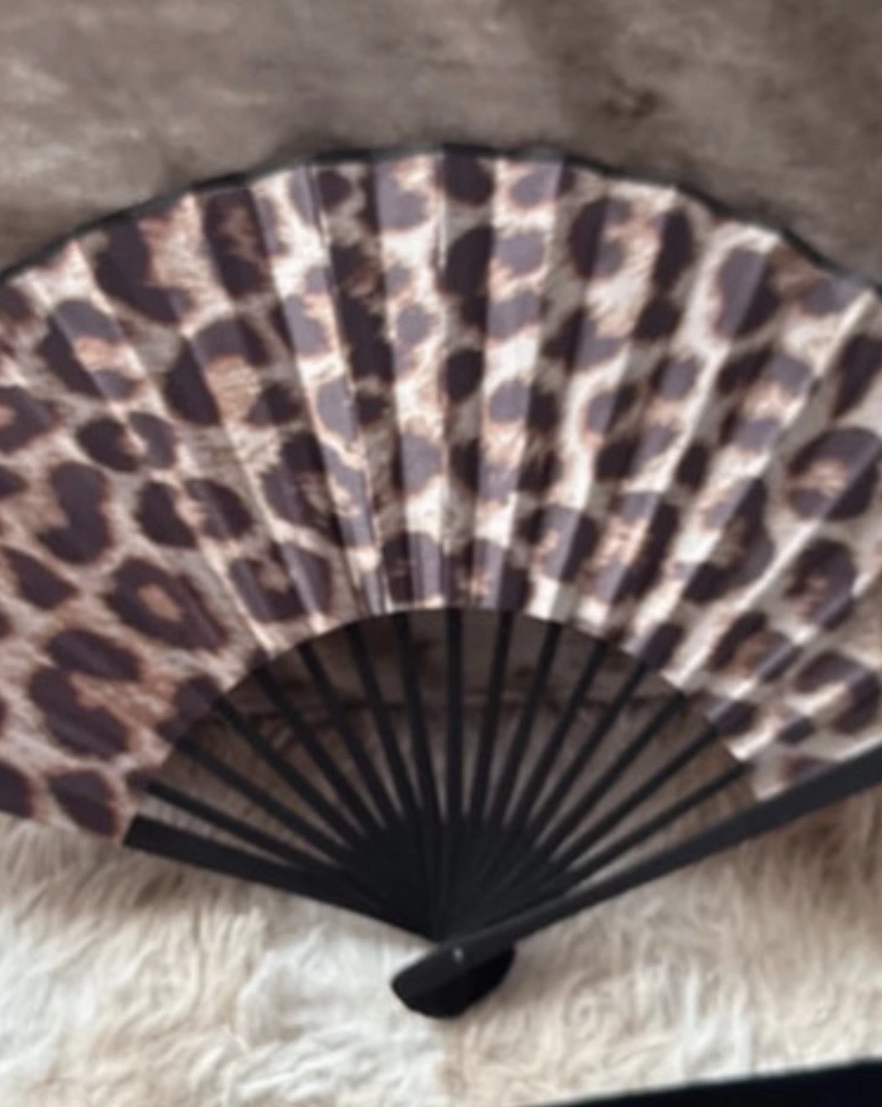 Leopard print hand fan