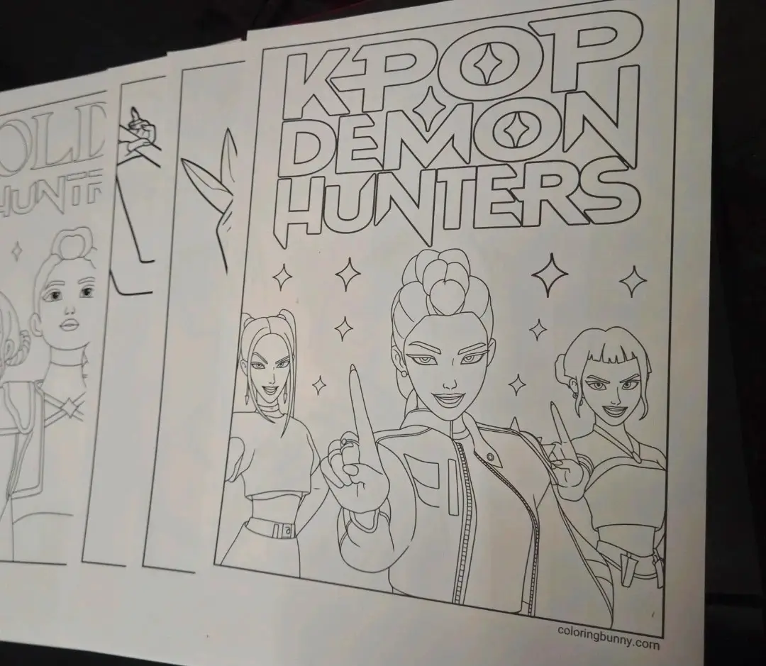 Kpop demon hunters colouring pages