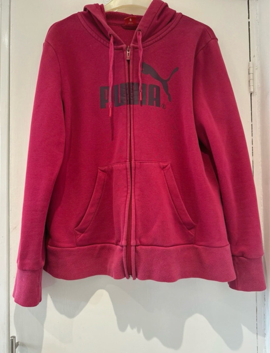 Ladies pink Puma hoodie zip up jacket size 14