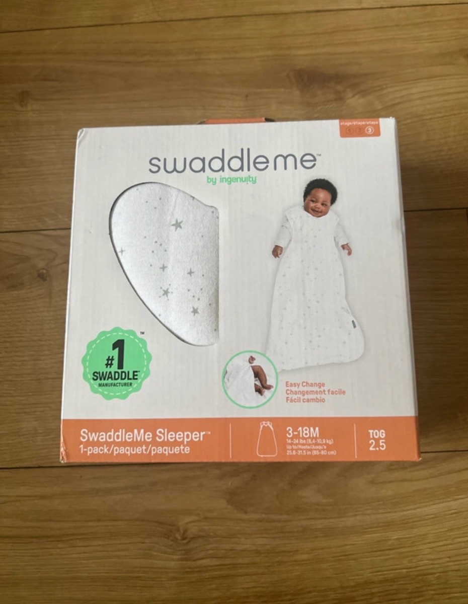 Ingenuity white and grey swaddle me baby swaddle grow bag 3-18 months