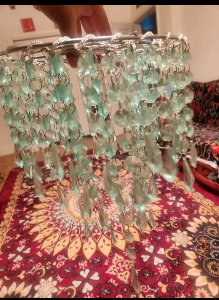2 teal lamp shades
