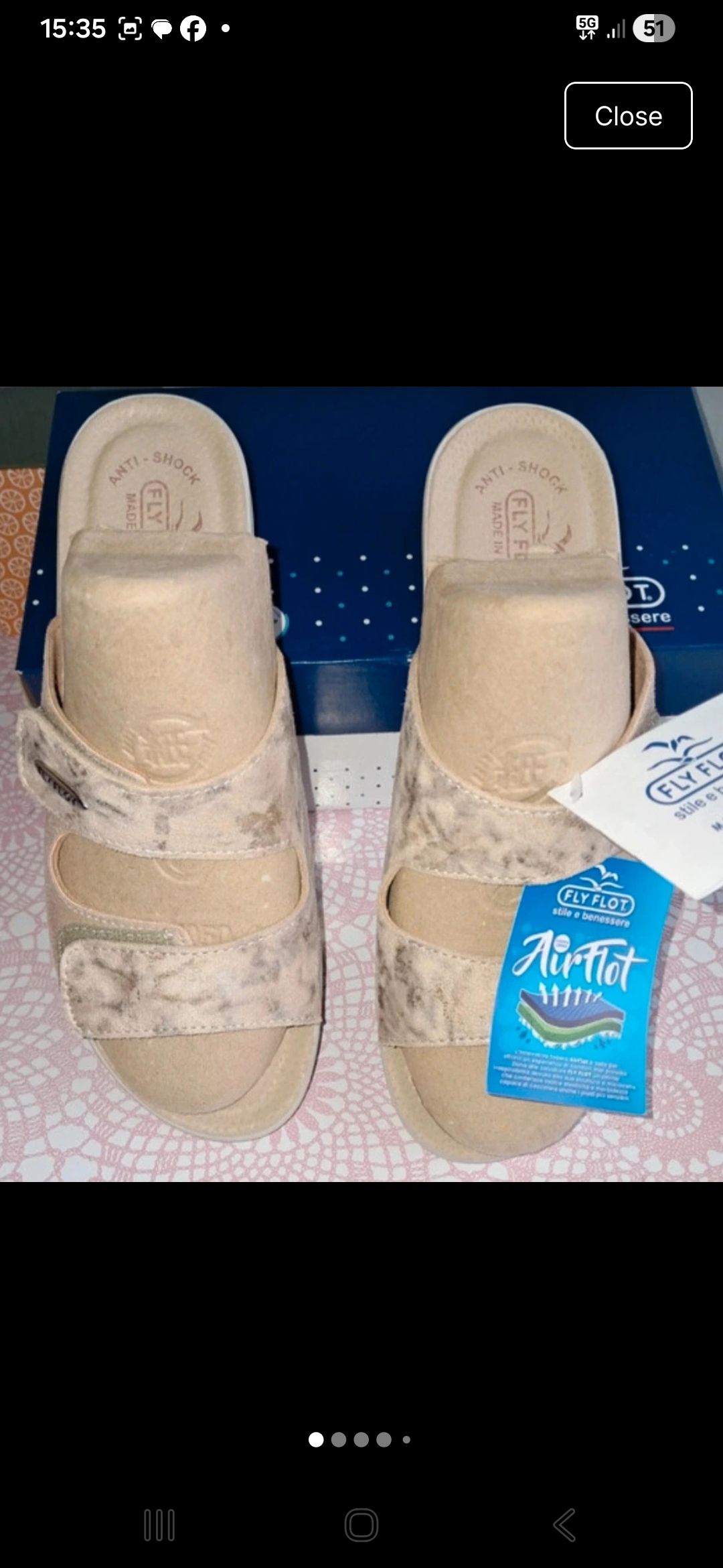 Ladies Fly-Flot Beige Ponzone slip on sandles size 39(6) Anti-Shock