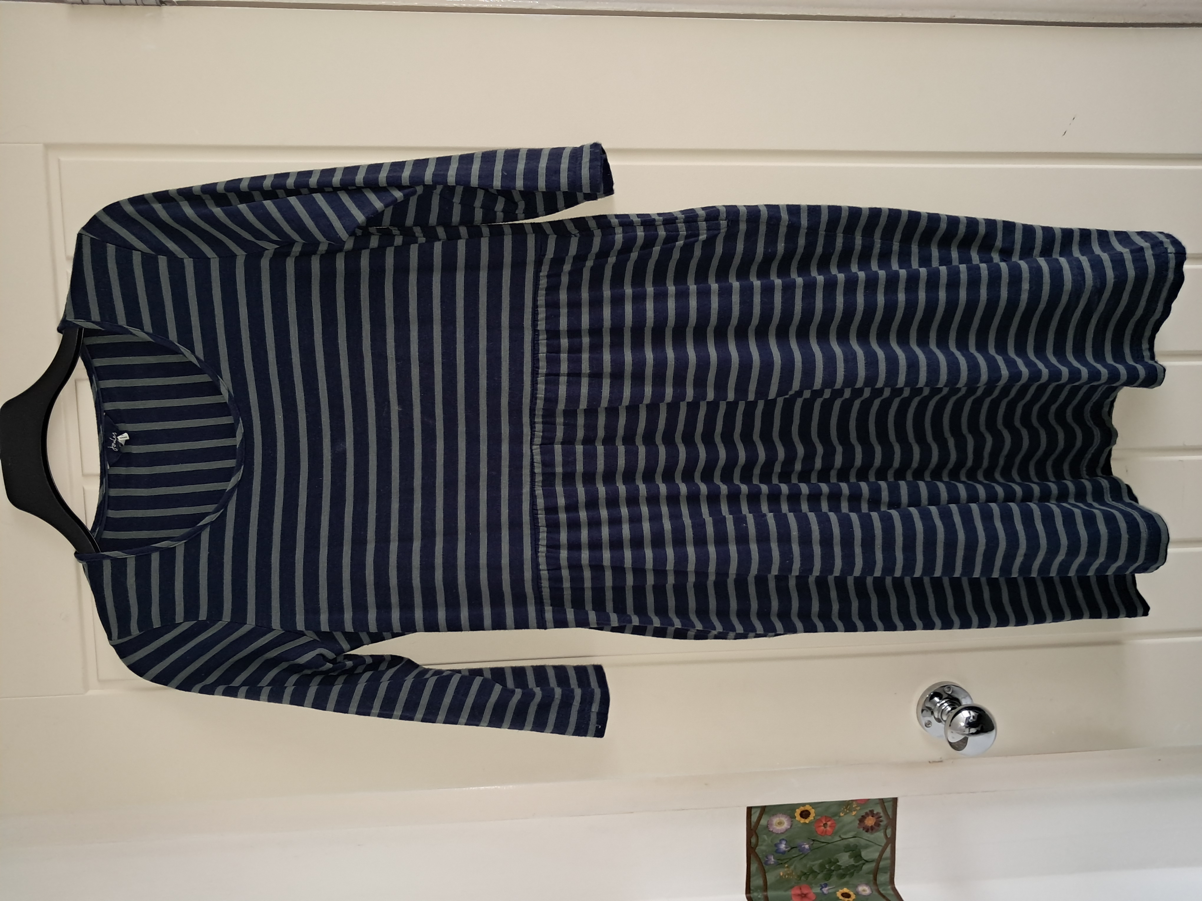 Joules 3/4 sleeve striped dress with pockets size 12, blue& green