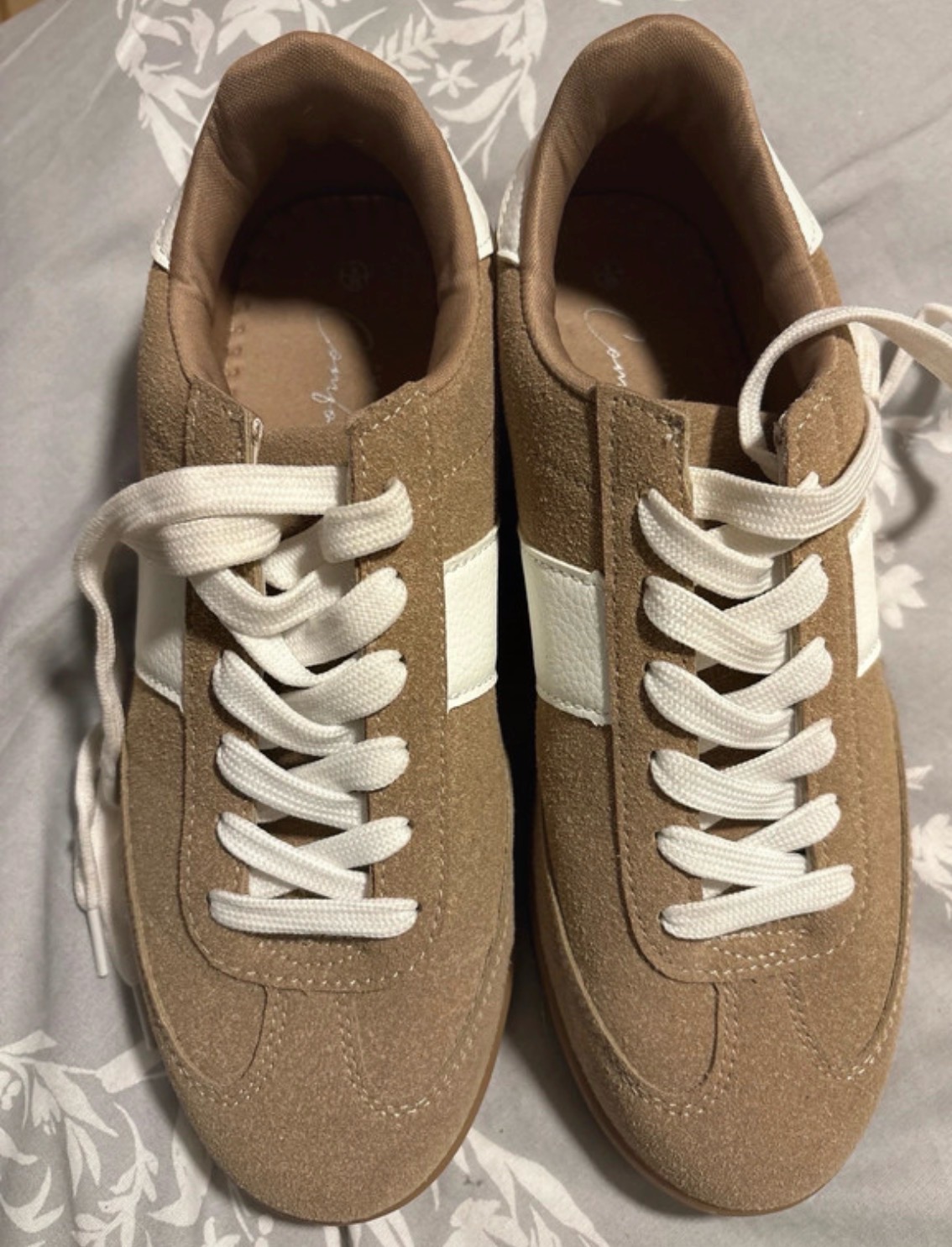 Tan/light brown suede effect trainers