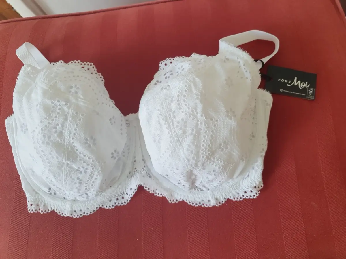 Pour Moi Swoon White Laced Bra 36H Underwired Unpadded Full Cup Bra BNWT