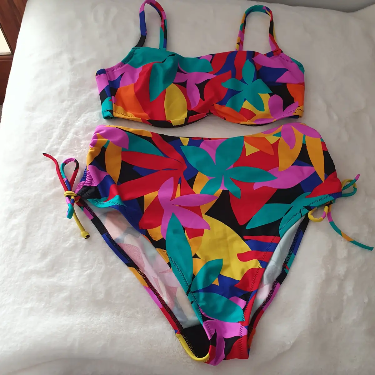 Pour Moi Maya Bay Underwired Cami Multicoloured Bikini RRP £ 70👙 Size 34D Brief Size 14 BNWOT