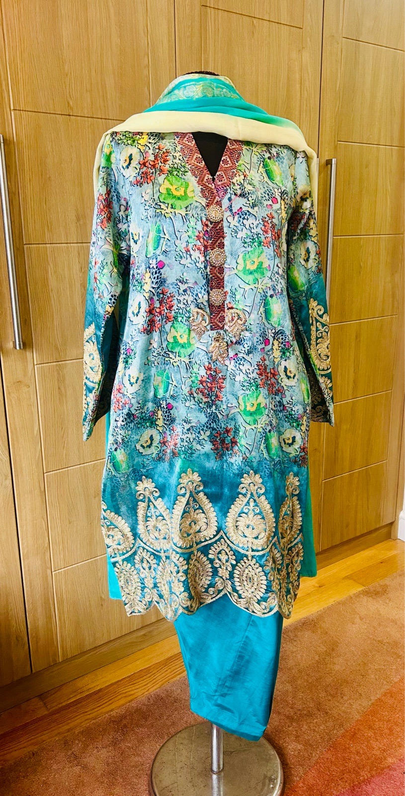 New Women’s Raw Silk Embroidery 3-piece Party wear Pakistani /indian