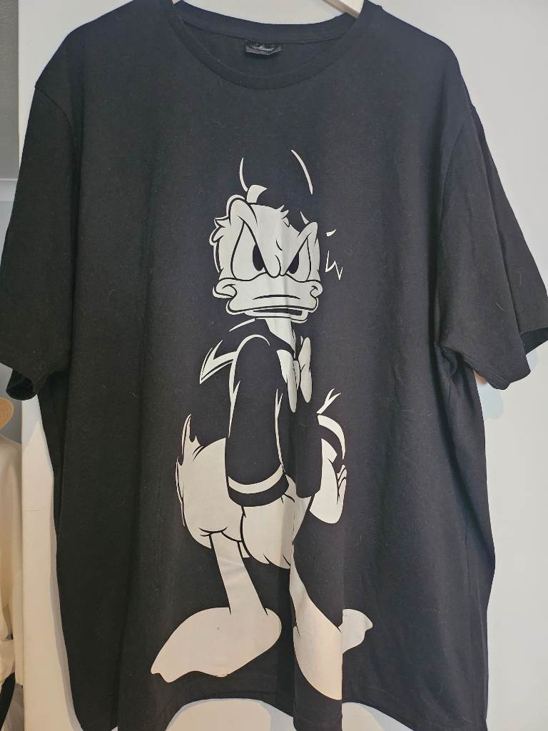 Disney Donald Duck Graphic T-Shirt Black Size 3XL Casual Cartoon Tee
