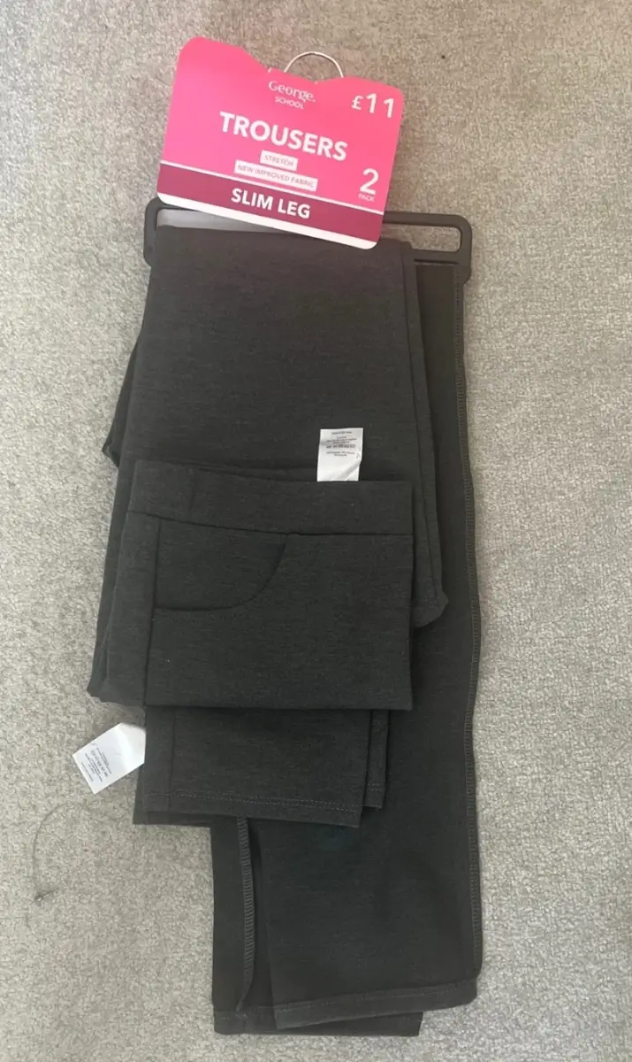 Asda george grey trousers pack of 2 brand new size 12-13 years