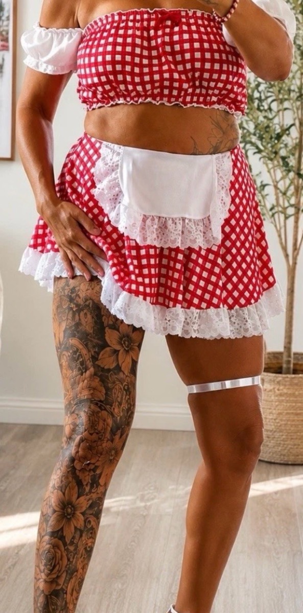Women’s Red Gingham Maid Costume Set – Size 12