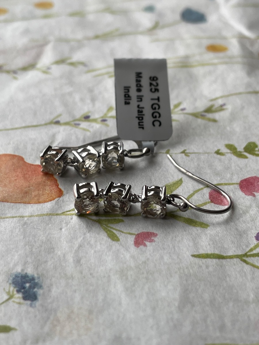 Sterling Silver TGGC CZ Drop Dangle Earrings