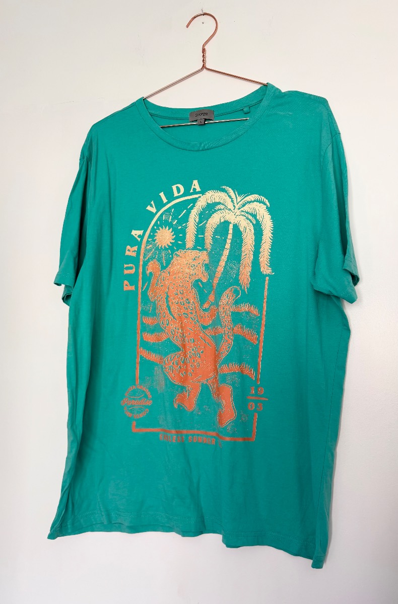 George Teal Tropical Graphic T-Shirt Men’s Size Large 100% Cotton Summer Tee