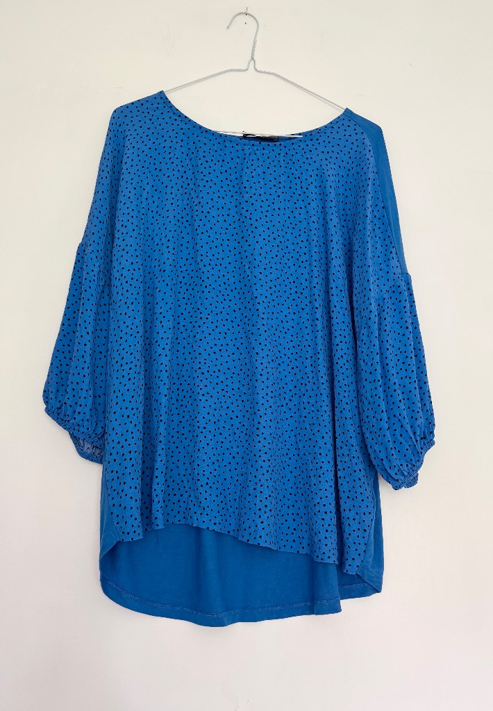 F&F Cobalt Blue Polka Dot Layered Tunic Top UK 18 Floaty Oversized Blouse