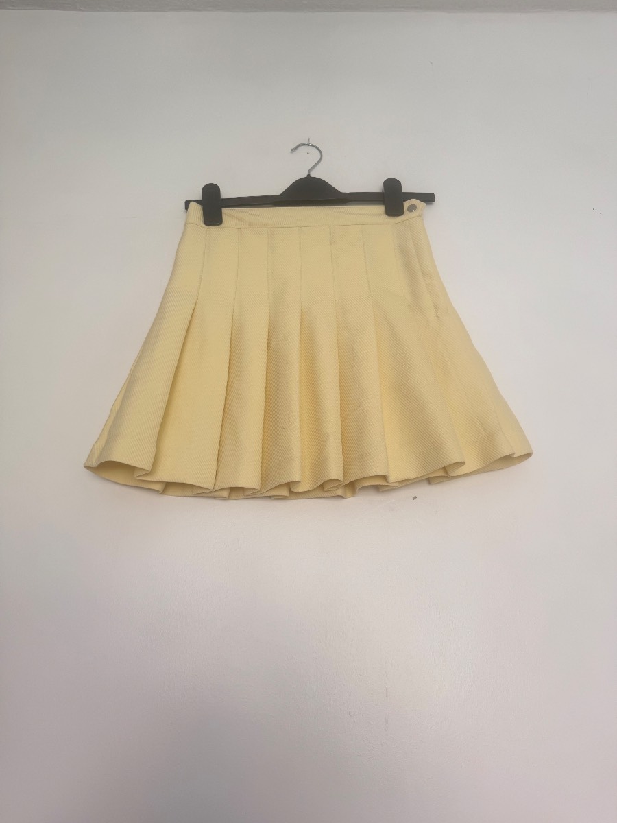 H&M Pastel Yellow Pleated Tennis Skater Mini Skirt UK 6 Summer Preppy