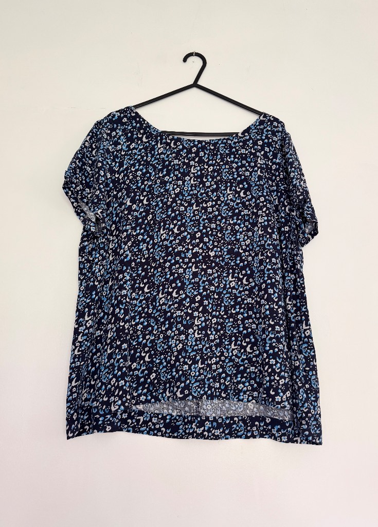 Lily & Me Blue Floral Print Ecovero Viscose Blouse Top UK 12 Summer Holiday