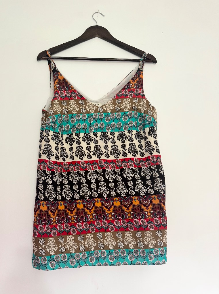 Papaya Boho Floral Pattern Strappy Swing Cami UK 12 Festival Summer