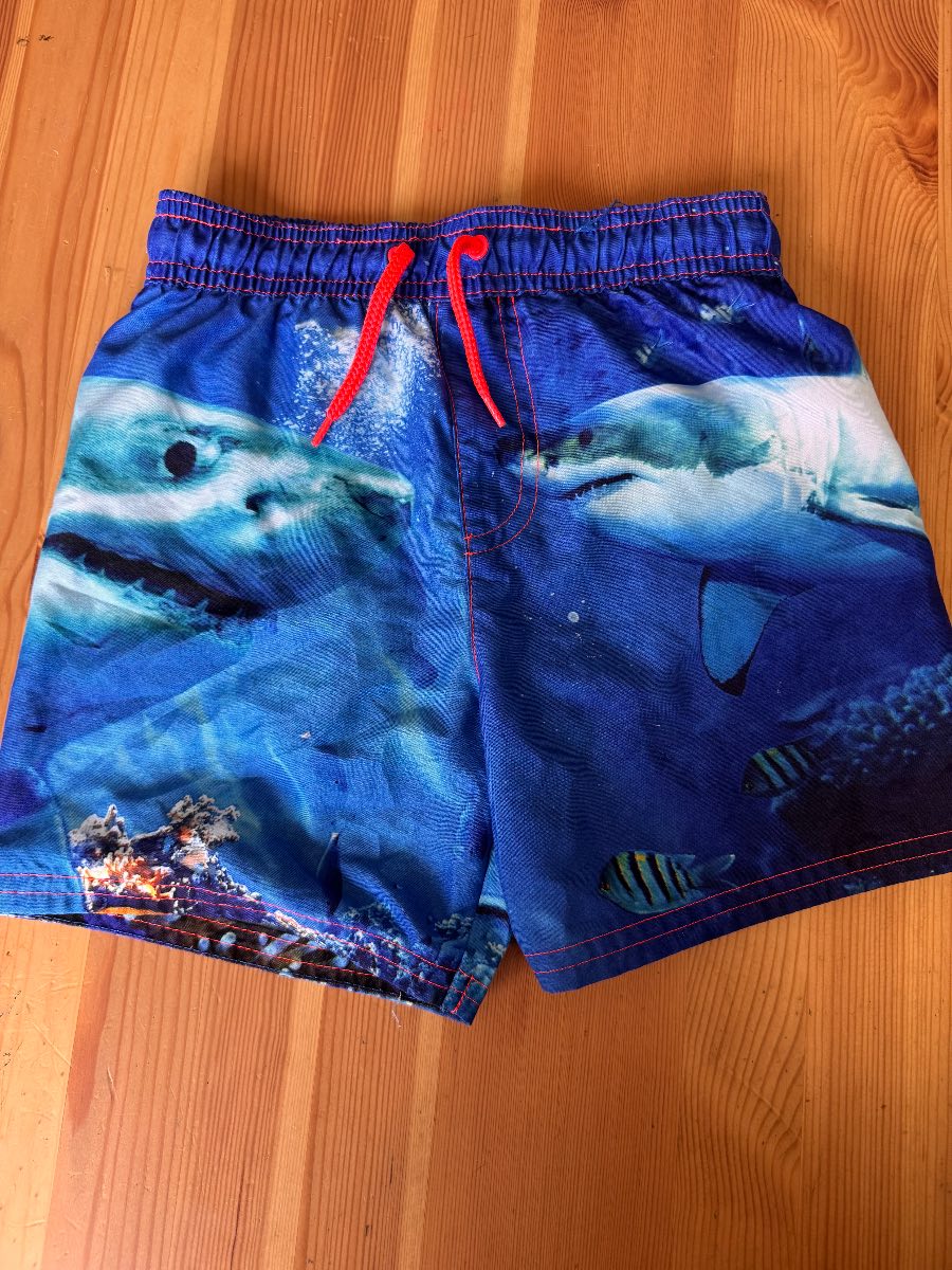 George Boys Shark Print Swim Shorts Age 3–4 Years Blue Beach & Pool Shorts