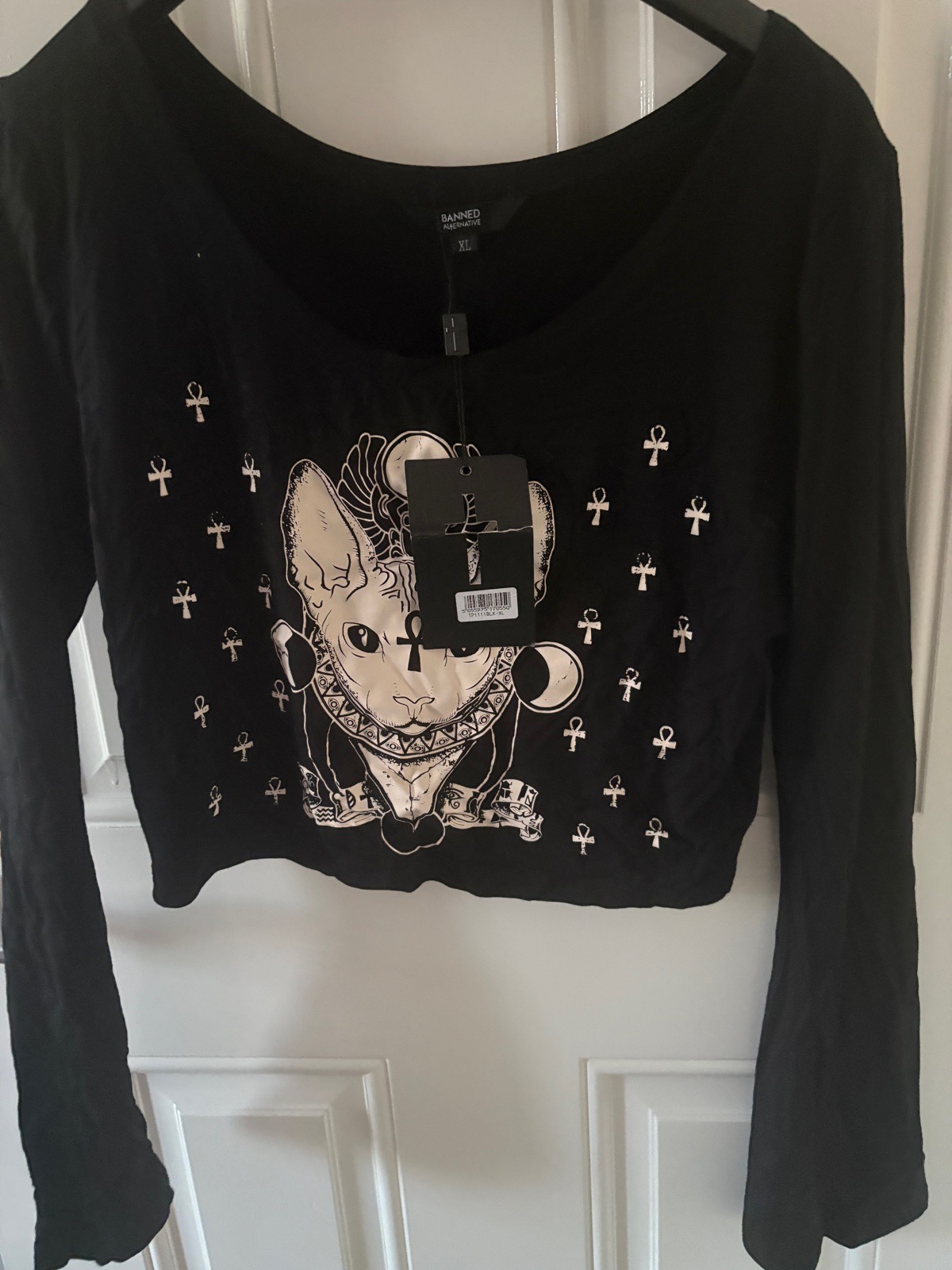 Banned Alternative Egyptian Sphynx Cat Gothic Top XL BNWT