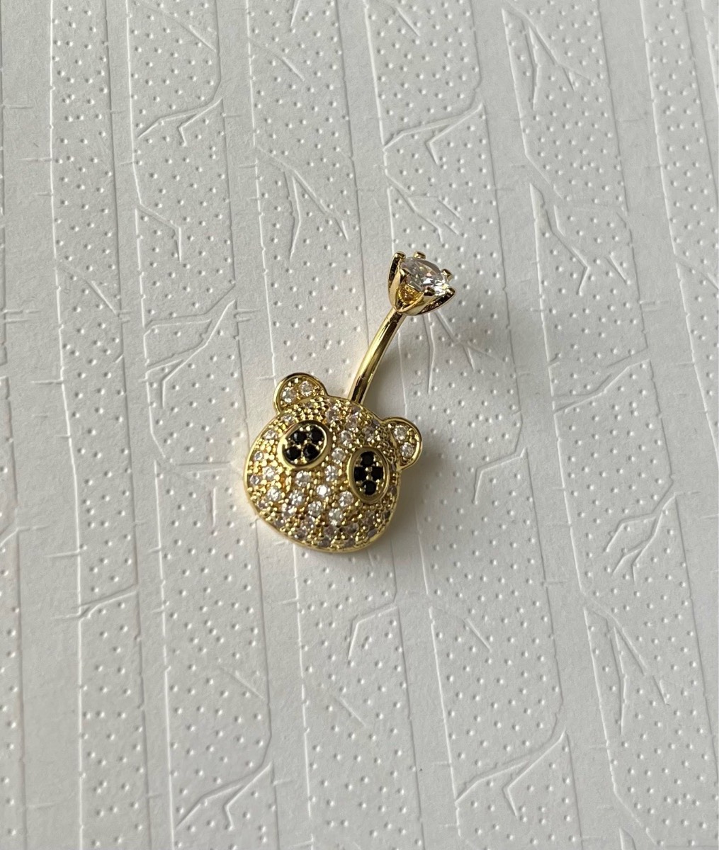 Stainless steel gold tone bear belly bar