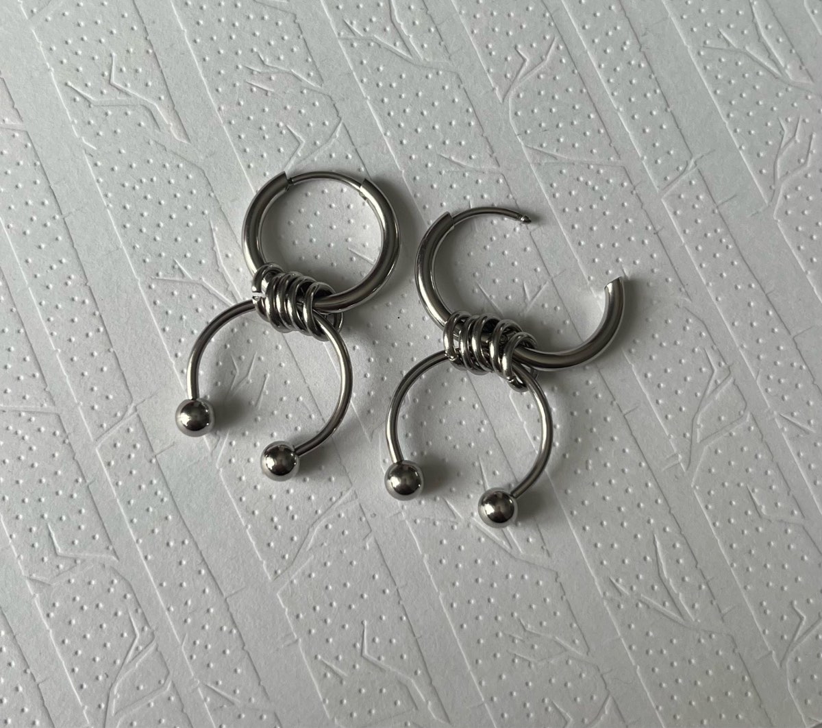 Stainless steel hoop dangly horseshoe earrings