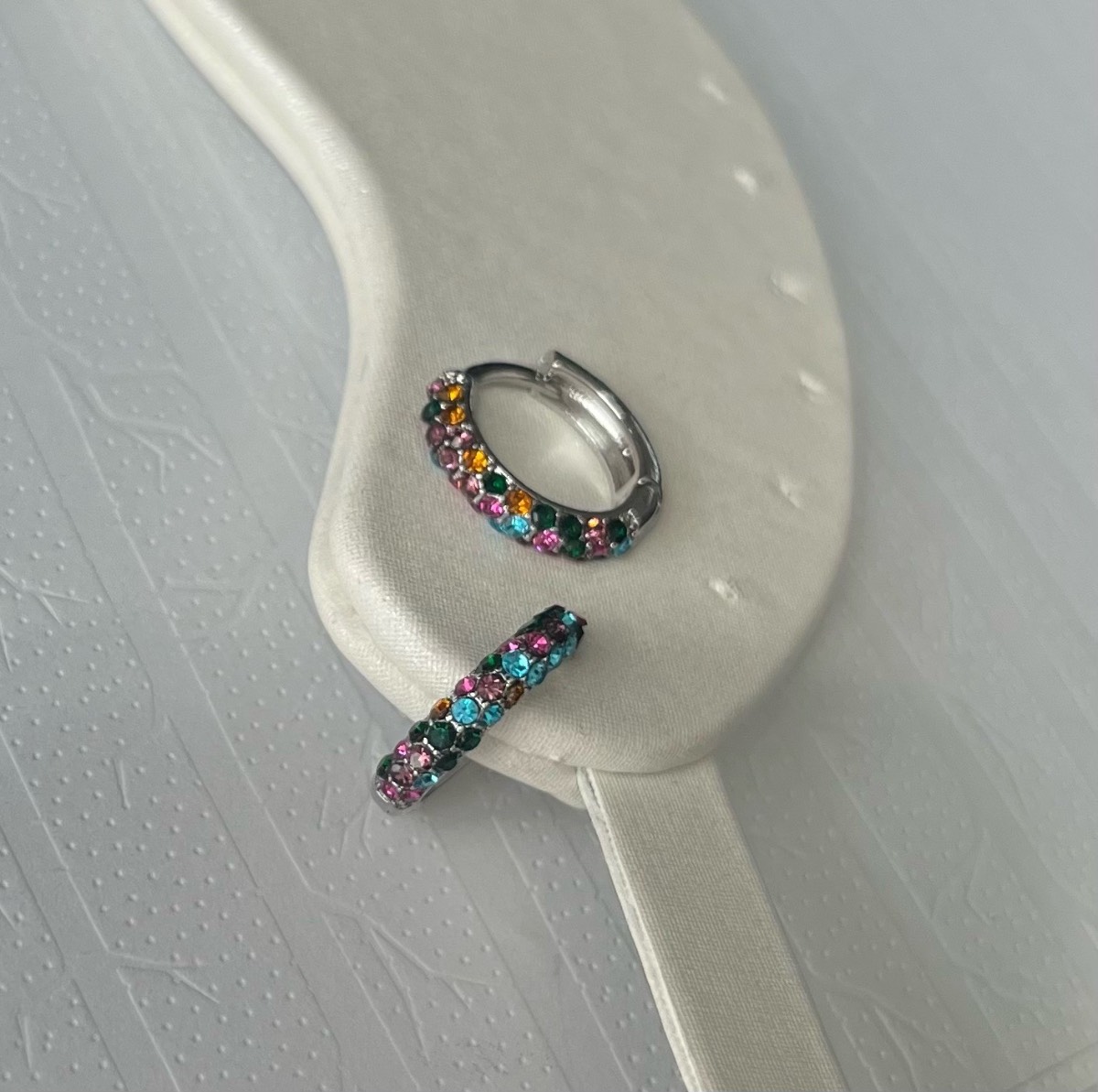 Stainless steel multi gem hoop earrings