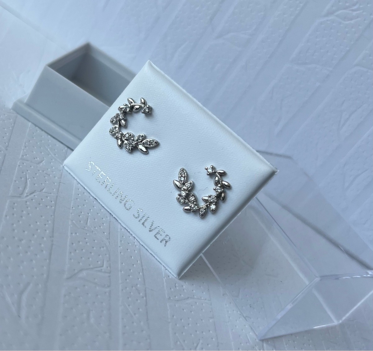 Sterling silver wreath leaf earrings