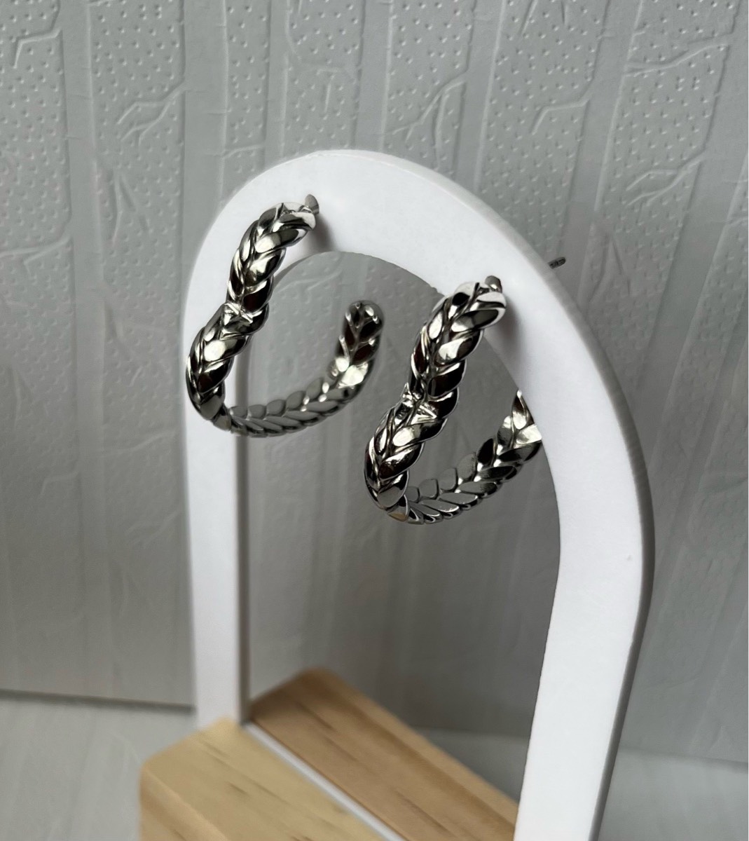 Stainless steel heart silver hoop earrings