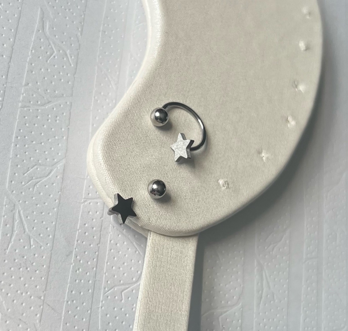 Stainless steel star and ball earrings